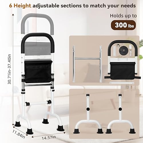 Miniatura 4 de Ayuda de soporte mejorada para ancianos con dos juegos de bases y luz nocturna, asistencia de soporte ajustable que proporciona asistencia de pie