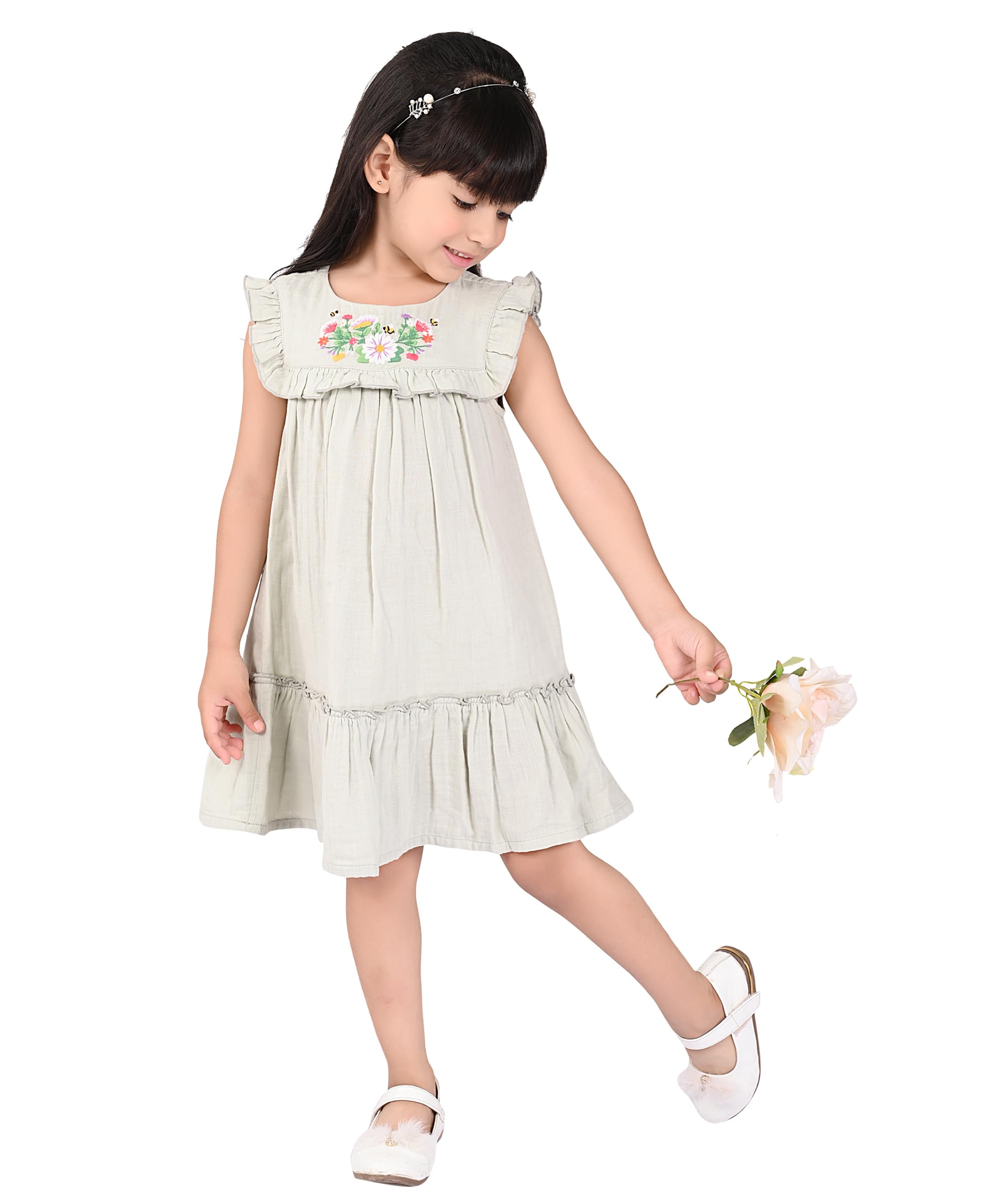 BeebayCotton Milky Gauze Embroidery Dress