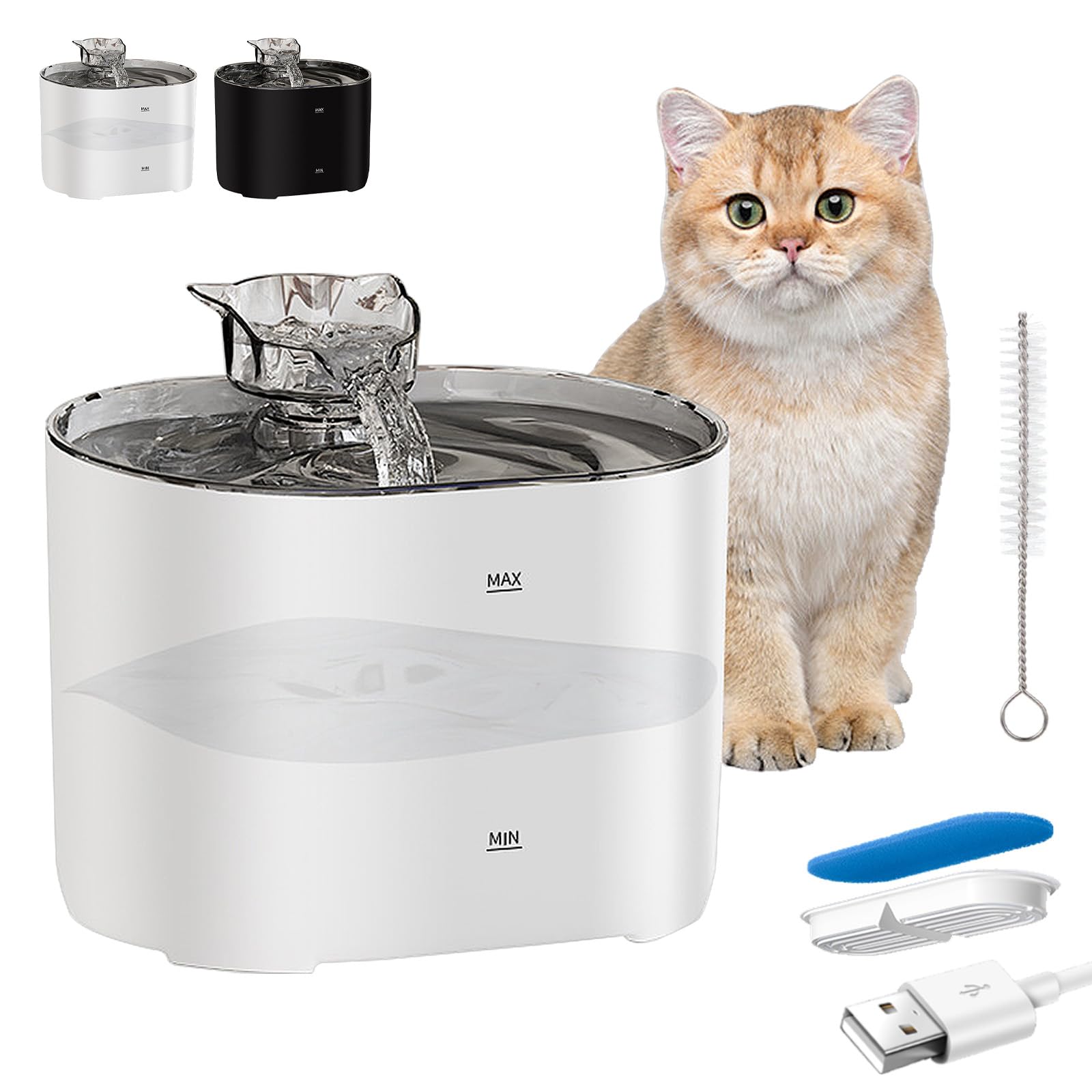 GALASALA Fuente de Agua para Gato 2.2L/74Oz — Bebedero para Gato