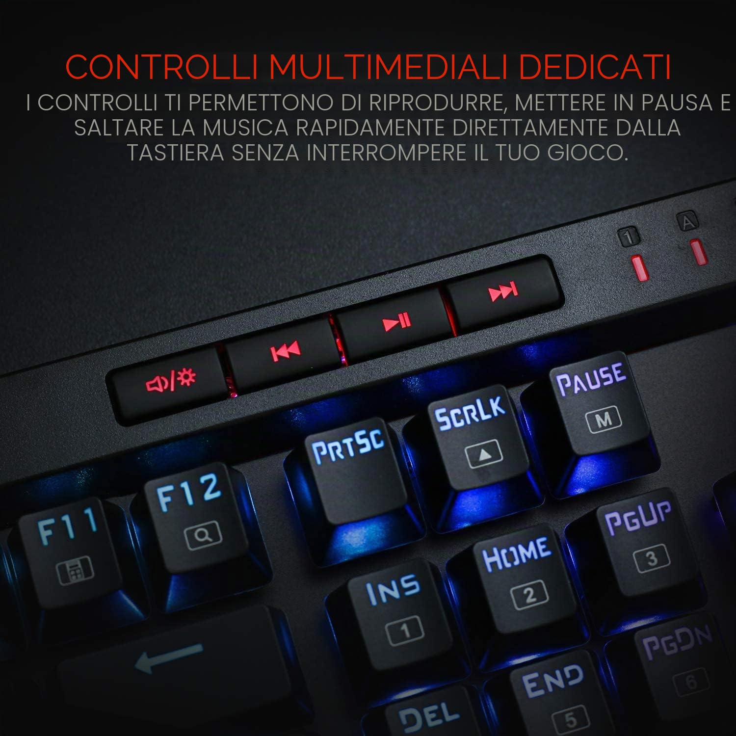 Redragon K580 VATA RGB Retroilluminato Tastiera di Gioco, 104 Tasti con Interruttori Marroni, Personalizzabile RGB Retroilluminato, 5 Tasti Macro a Bordo e Pannello di Controllo Dedicato, US Layout