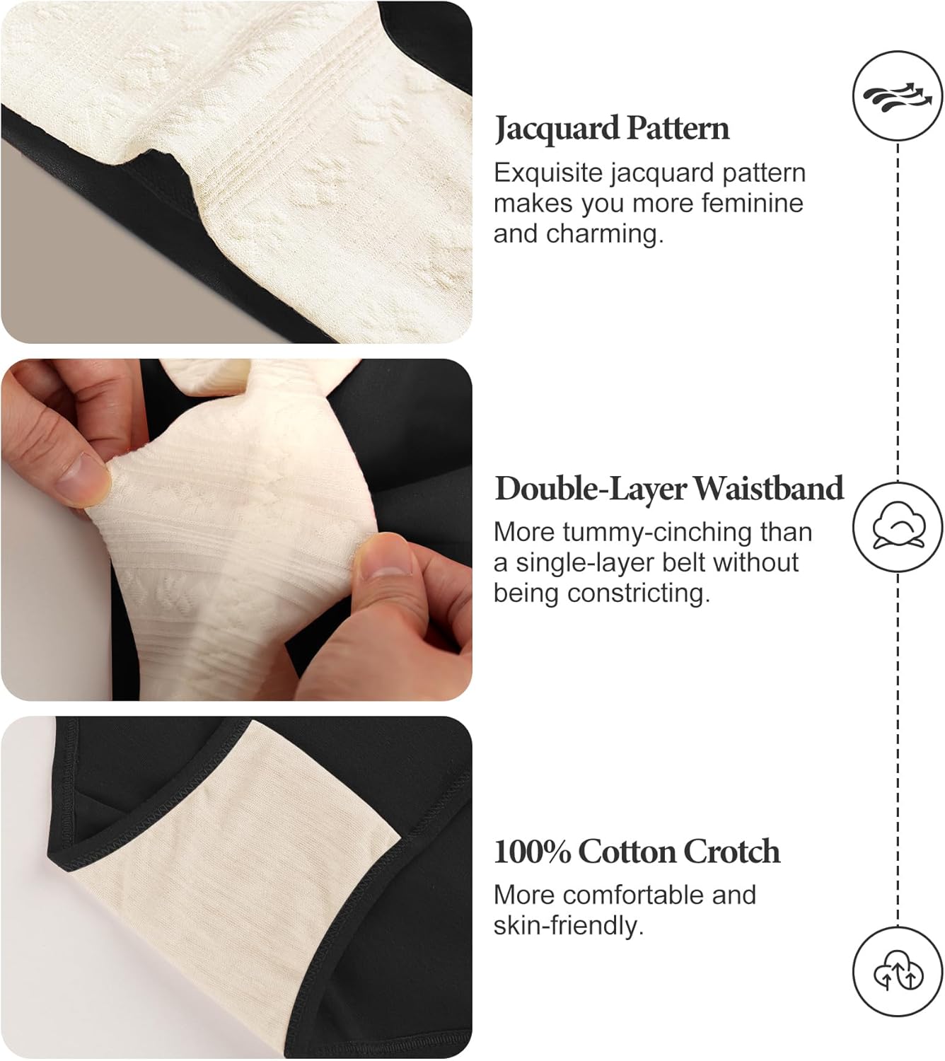 Women's Cotton Underwear High Waisted Tummy Control Soft Stretch Briefs Full Coverage Panties 5 Pack - Image 4