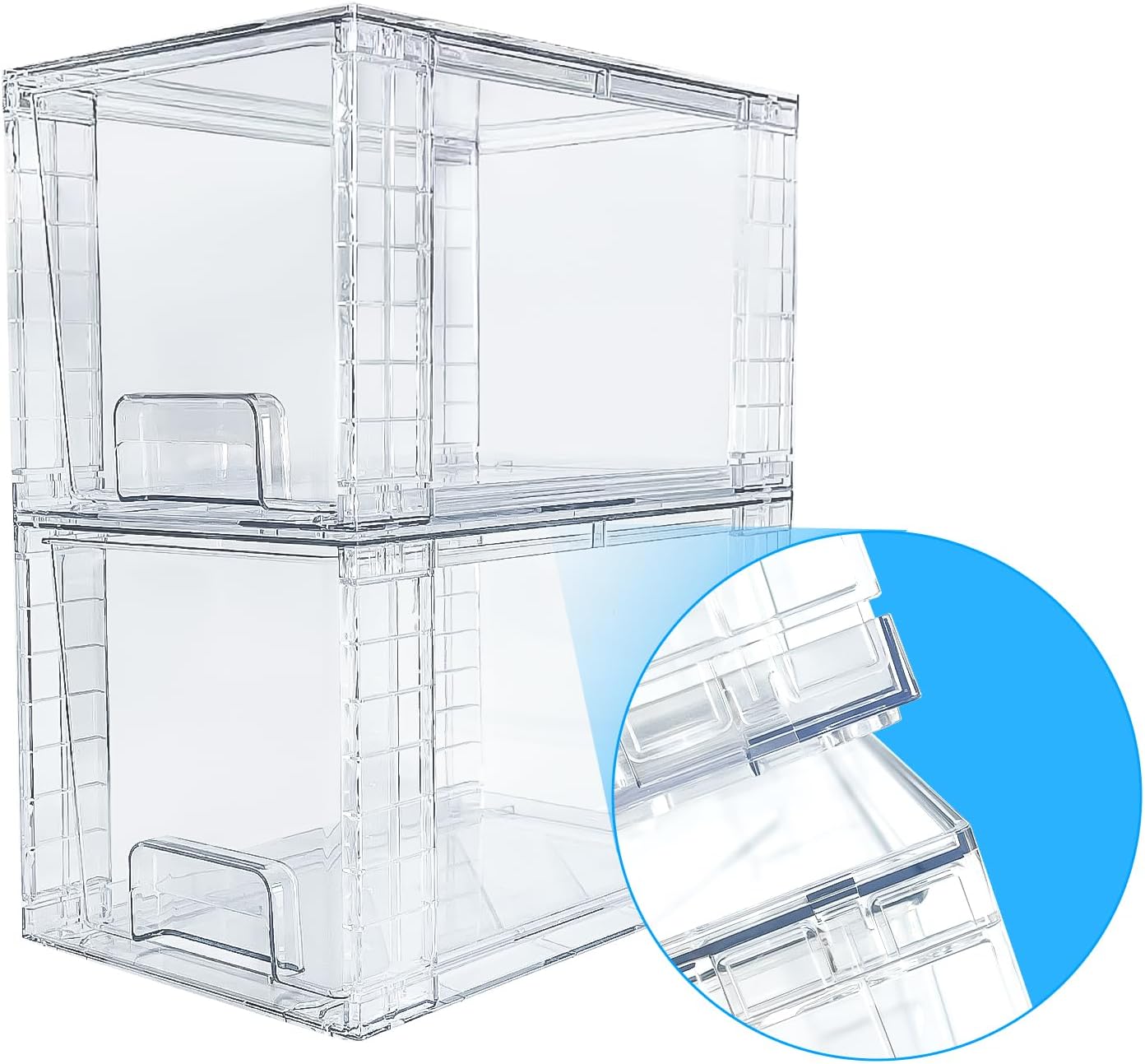 4Pack Large Stackable Kitchen Pantry Storage Drawers, Clear Plastic Organizers Bins with Handles, Ideal for Organization and Storage in Dressers, Pantry, Kitchen Cabinets, Under Sink - Image 4