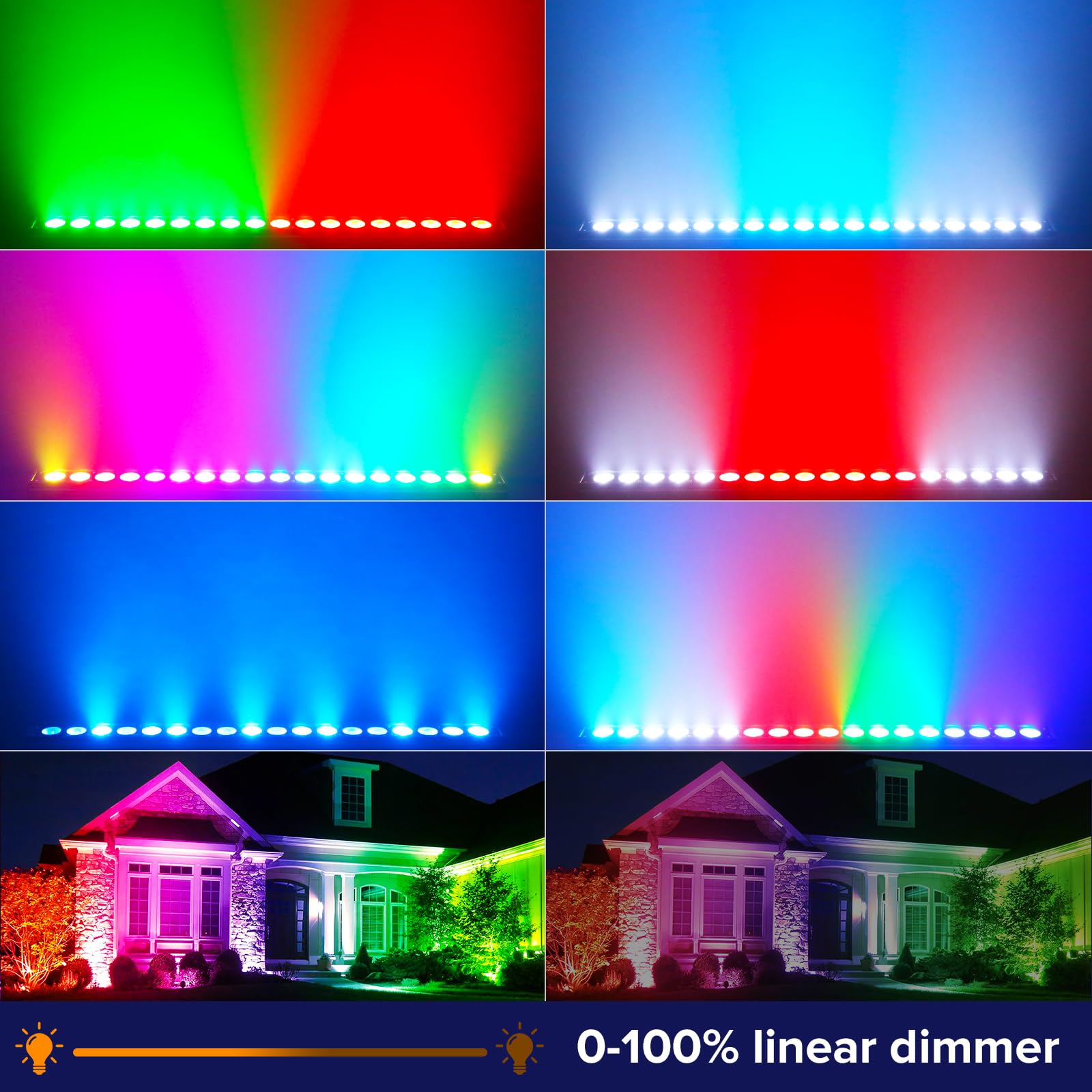Barra Luminosa Wallwasher, 18pcs 6 in1 LED 180W Fase Faretto Luci di Lavaggio Striscia di Lavaggio a Parete Controllo dmx512 per Discoteca Festa Chiesa Compleanno Matrimonio(1 pezzo)