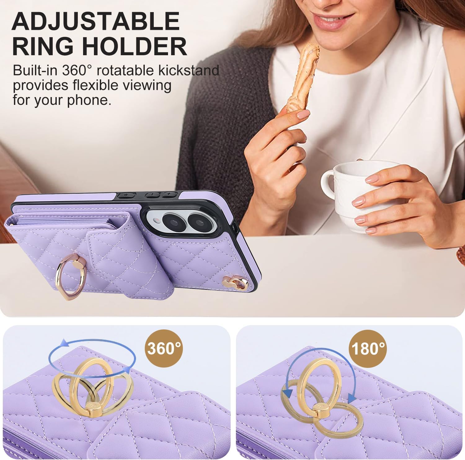 Phone Case for Samsung Galaxy S25 Edge 5G Wallet Cover with Tempered Glass Screen Protector and Wrist Strap Ring RFID Blocking Card Holder Cell S25Edge 25S S 25 25Edge 6.66 2025 Women Men Girls Purple