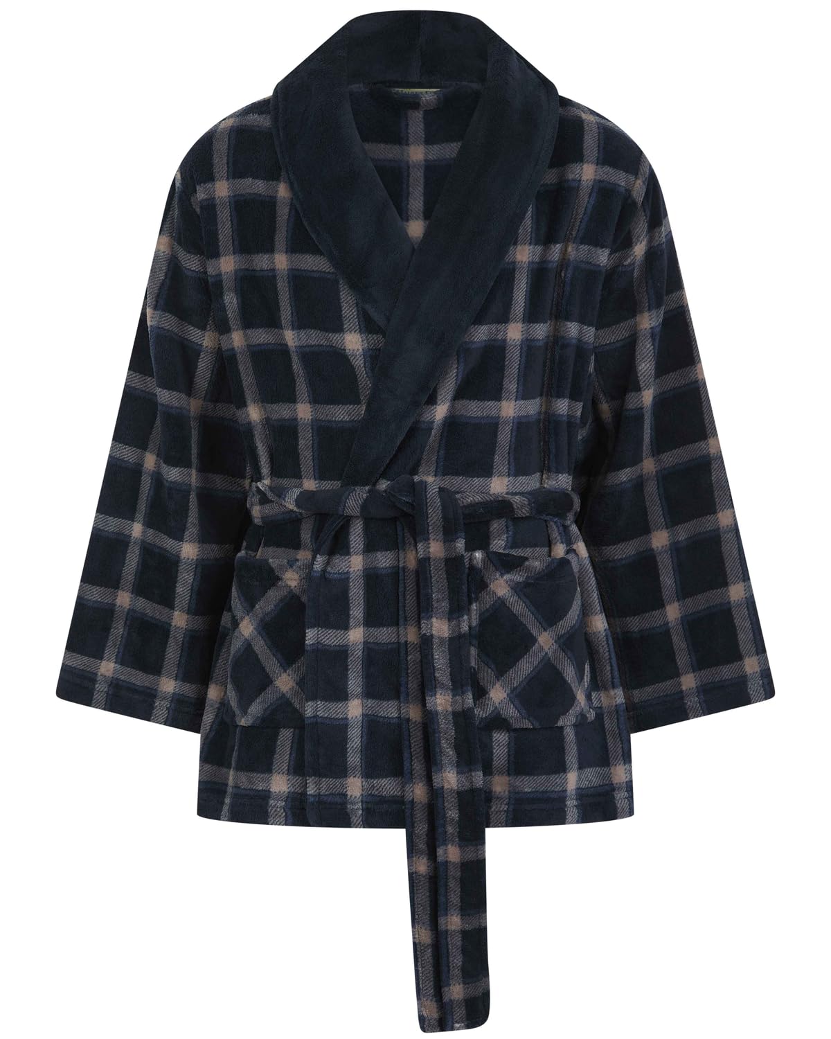 Walker Reid Men's Navy - Check Check Bed Jacket Wr1835 Navy 2XL