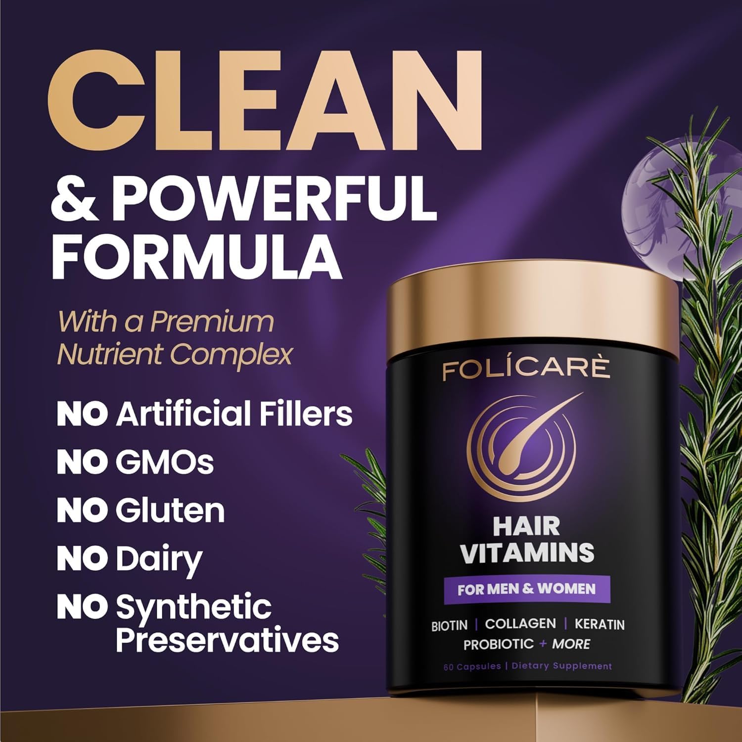 Hair Skin and Nails Supplement for Women & Men (2 Pack), w/Biotin to Support Healthy Hair, Biotin Supplement Pills w/Collagen + Keratin + Probiotics, Biotina para Cabello Piel y Uñas - Made in USA - Image 6