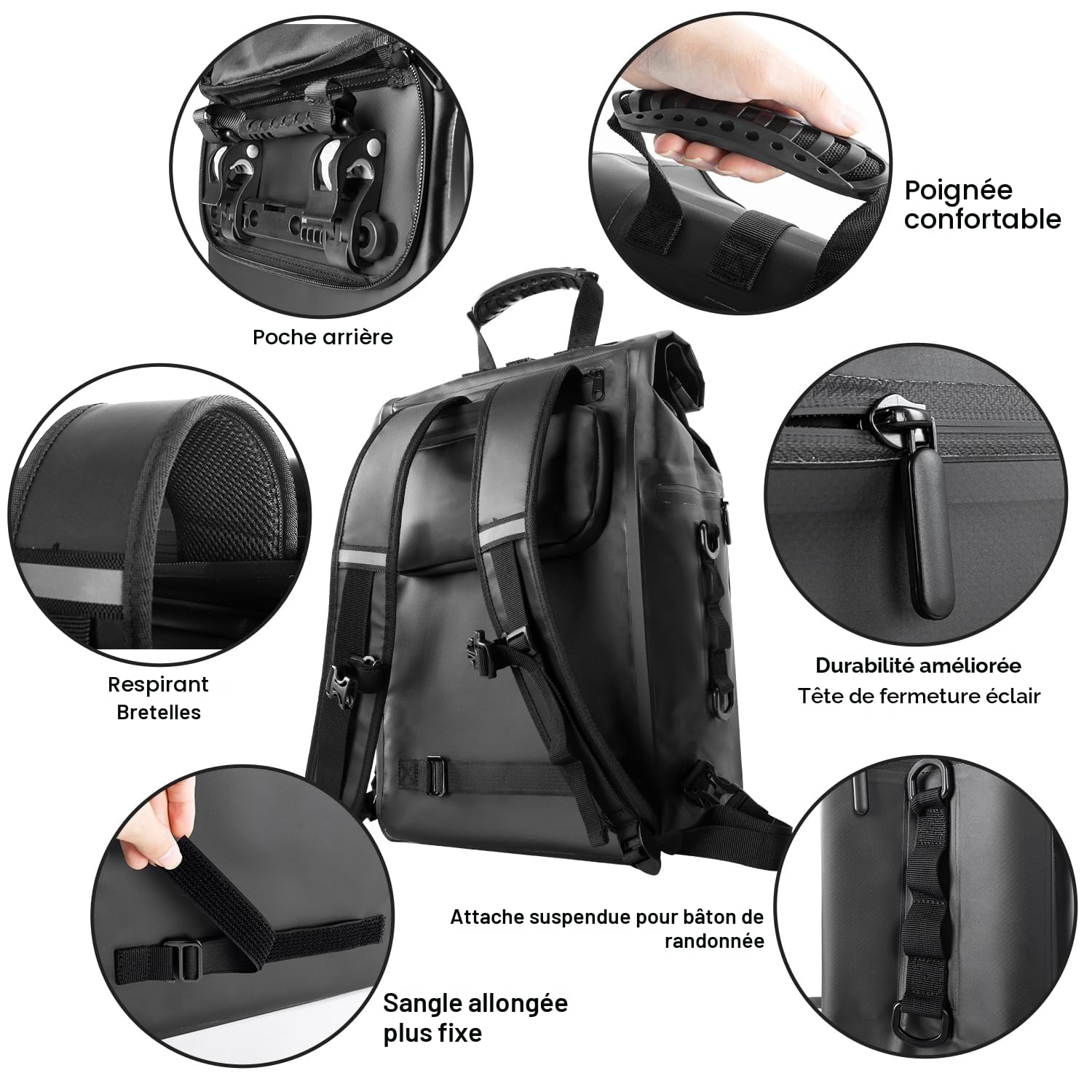 JASCOPRO 3 en 1 Sacoche de Vélo pour Porte-Bagages, 25-32L Sacoche de Vélo | étanche Sac de Vélo Arrière Sac Arrière Velo Sacoche de Porte-Bagages Sacoches de Vélo Impermeables pour Vélo/Moto/VTT