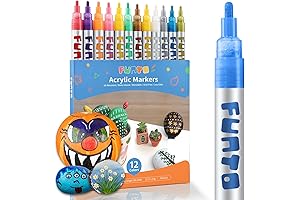 Funto Acrylic Paint Pens for Kids Rock Painting Fun,12 Vibrant Colors