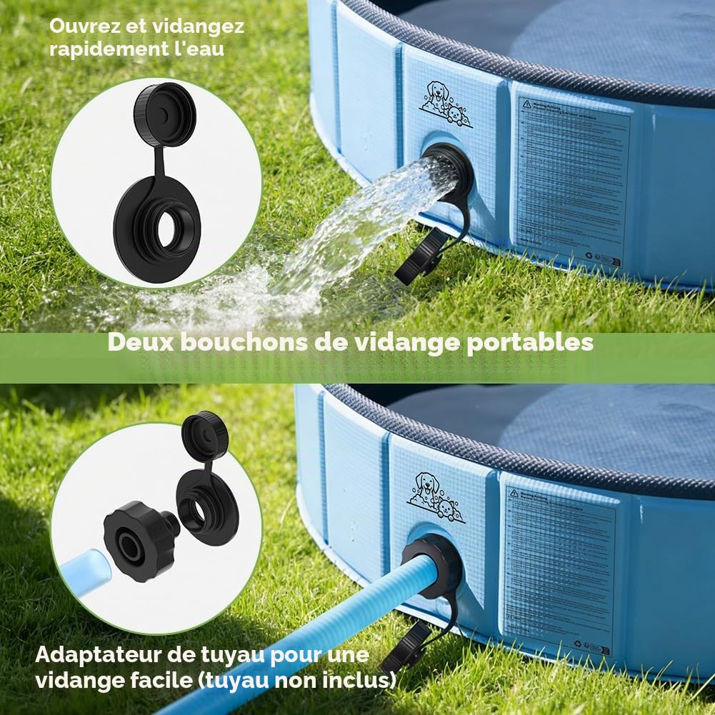 KYG Piscine pour Chien, 140 x 30 cm, pour Chiens de Taille Moyenne et Grande, Pliable, antidérapante, en PVC Solide, Facile à Vider, Piscine de Natation Portable pour Animaux