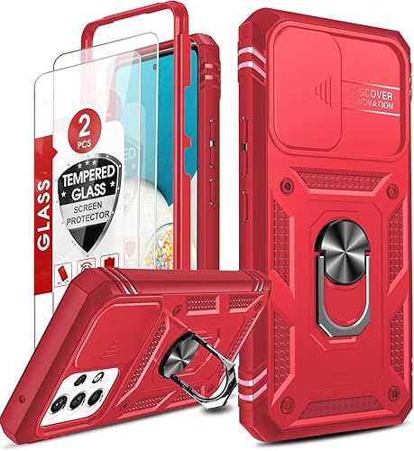 LeYi Funda para Samsung A53 5G Galaxy A53 5G con cubierta deslizante para cámara + 2 paquetes protector de pantalla, funda protectora de cuerpo