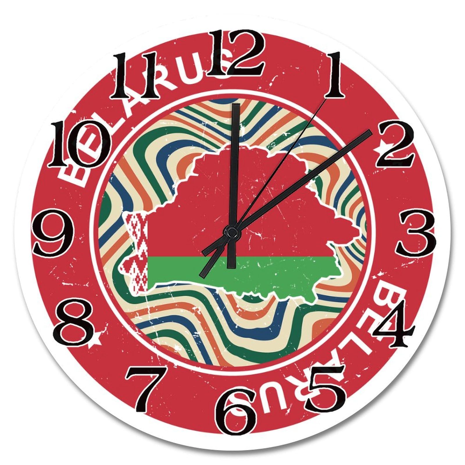 Horloge murale Biélorussie 38 cm : souvenir déco vintage et carte colorée rétro