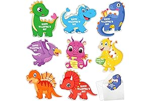 32 Pack Valentine's Day Cards for Kids Dinosaur Valentines Cards with Tattoos & Envelopes