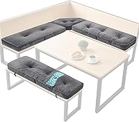 CRAURU 4-Piece Breakfast Nook Cushions Set Gray - 3.93 Inch Thick Shredded Foam Kitchen Bench Pads for Dining Corner