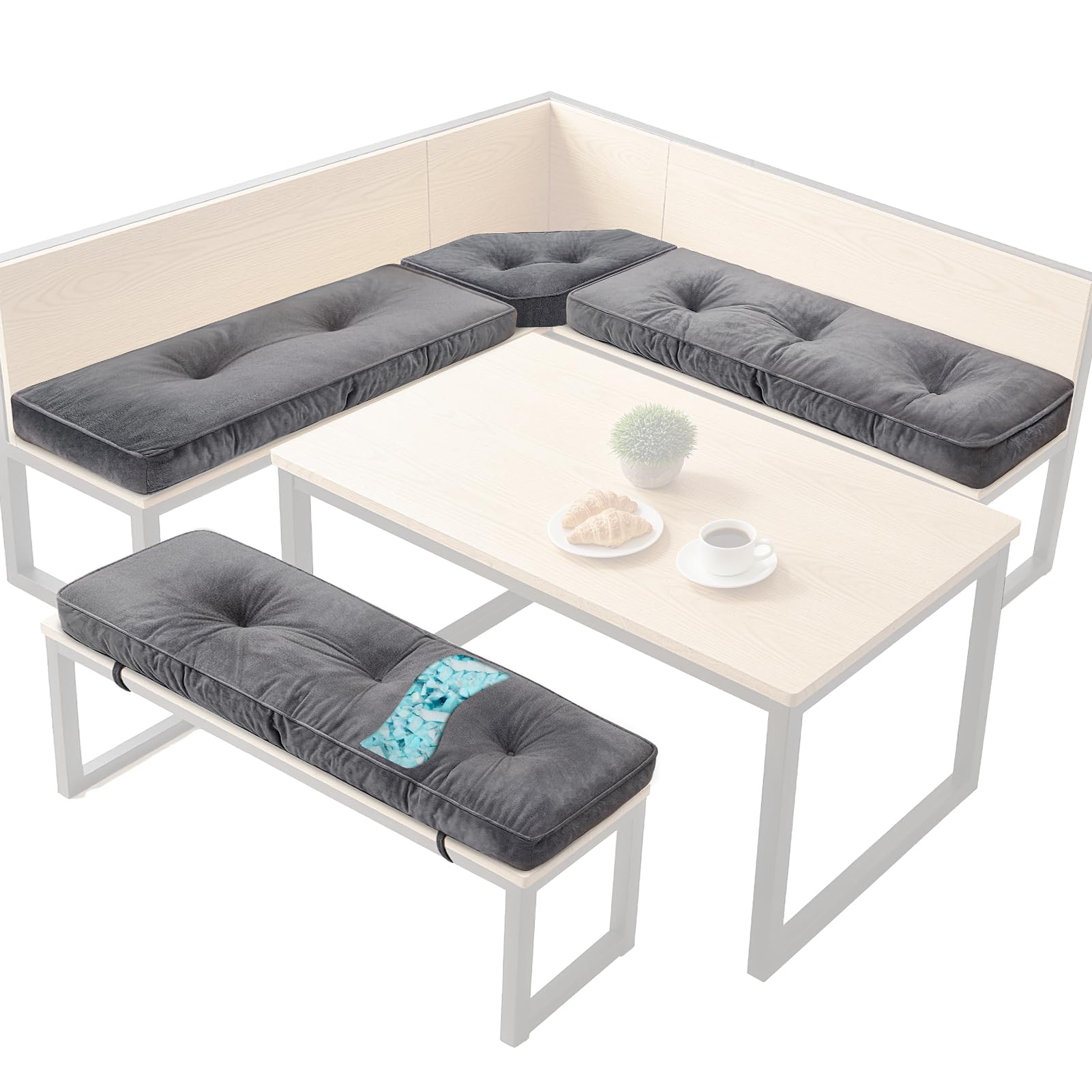 Photo 1 of CRAURU 4 Piece Nook Cushion Set - Grey