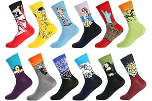 Men's Colorful Fun Art Dress Crew Socks Pack Crazy Novelty Gift Socks