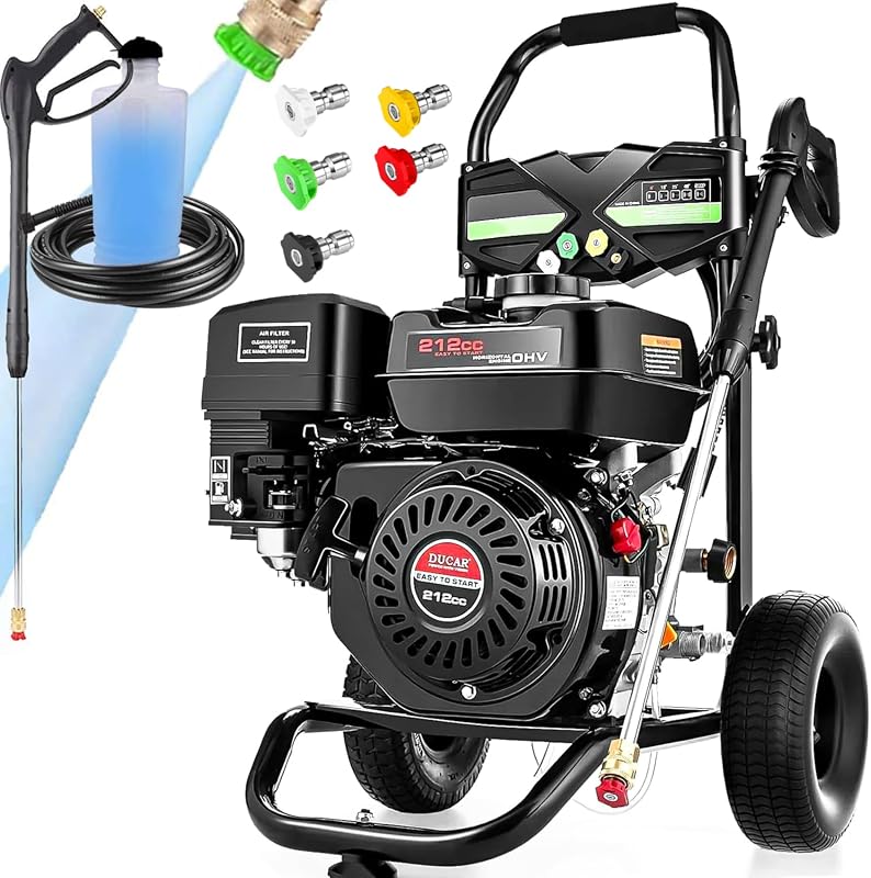 Gas Powered Pressure Washer 4200 PSI Gas Power Washer 4.0 GPM 212CC Commercial High Pressure Washer, with Spray Gun and Extension Wand, 5 Quick Connect Nozzles, Copper Pump,EPA/CARB/ETL | Commercial High Pressure Washer, with Spray Gun and Extension Wand, 5 Quick Connect Nozzles, Copper Pump,EPA/CARB/ETL