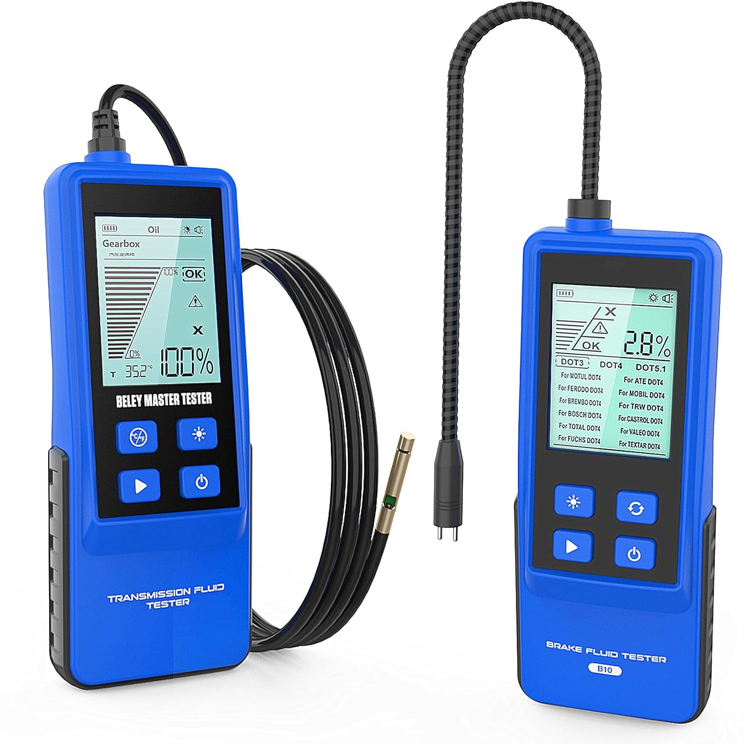 T10 Brake Fluid Tester Automotive Digital Brake Fluid Detector Moisture Detector for DOT3 DOT4 DOT5.1, Car Brake Fluid Boiling Point Meter with 2.8" Display Audible Alarm High Precision Probe