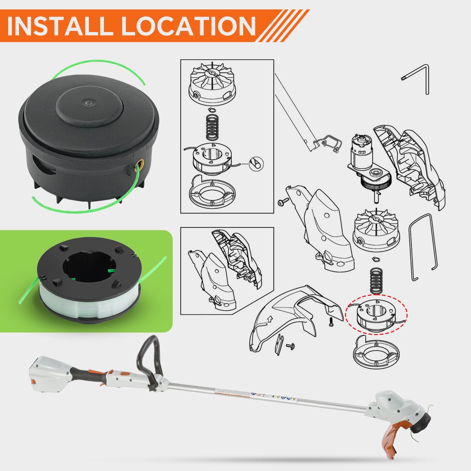 Trimmer Head Spool Line Replace 4008 710 4302 Compatible with Stihl Autocut 2-2 Fsa 56 Weed Eater String Head 6pack