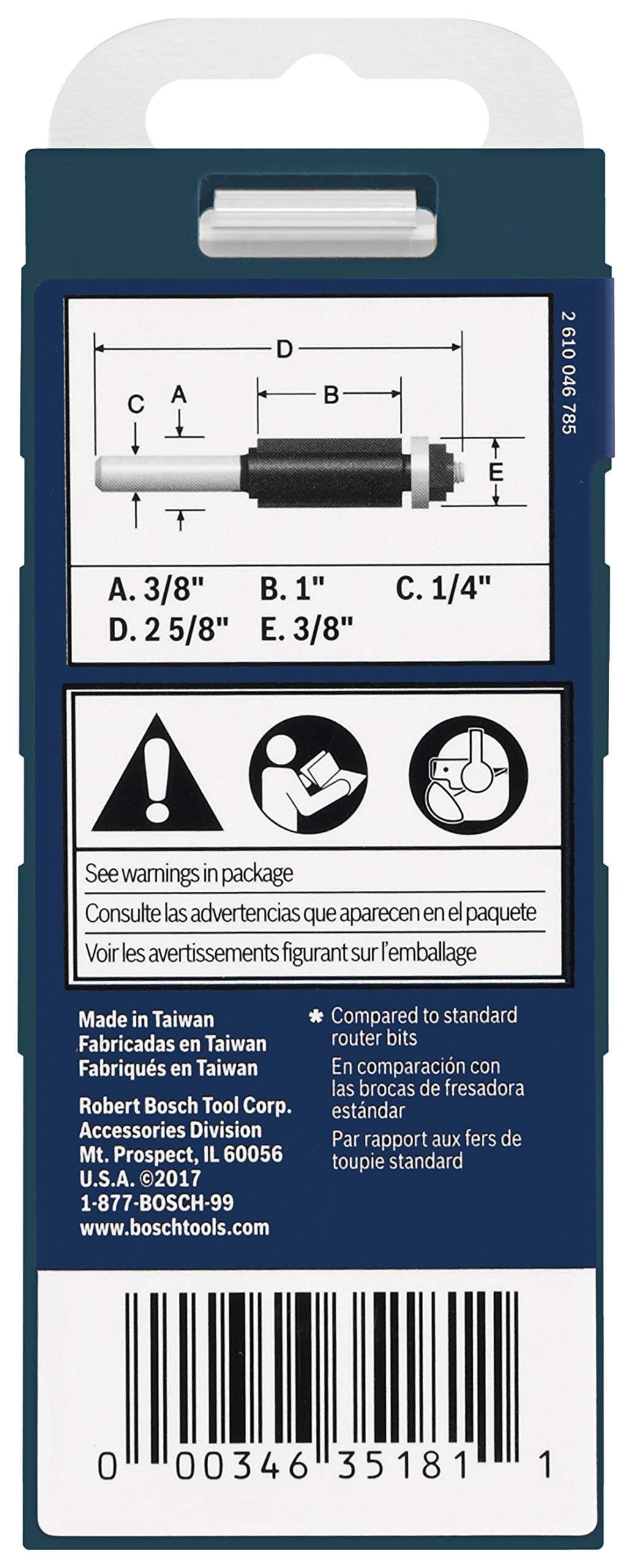 Bosch 85268MC Fraise à défoncer à double cannelure 3/8"