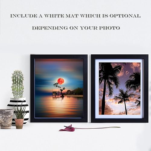 Miniatura 4 de Marco de fotos de 8 x 10 pulgadas con paspartú, marcos de fotos blancos, 4 paquetes para montaje en pared o exhibición de mesa