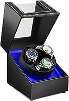 Vista 8 de J&T Technology Enrollador de reloj para relojes automáticos, enrollador automático de reloj con luz LED, caja de reloj giratoria con motor