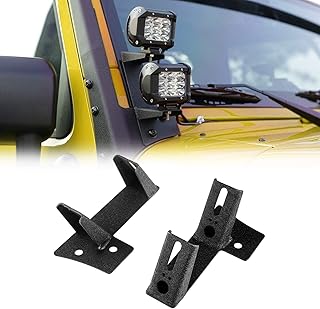 Auxbeam 2PCS Dual A-Pillar Led Light Brackets Lower Windshield Hinge Mounting Brackets for Offroad Light Bar LED Pods Work Lights Compatible with Jeep Wrangler JK 2DR/4DR 2007-2017