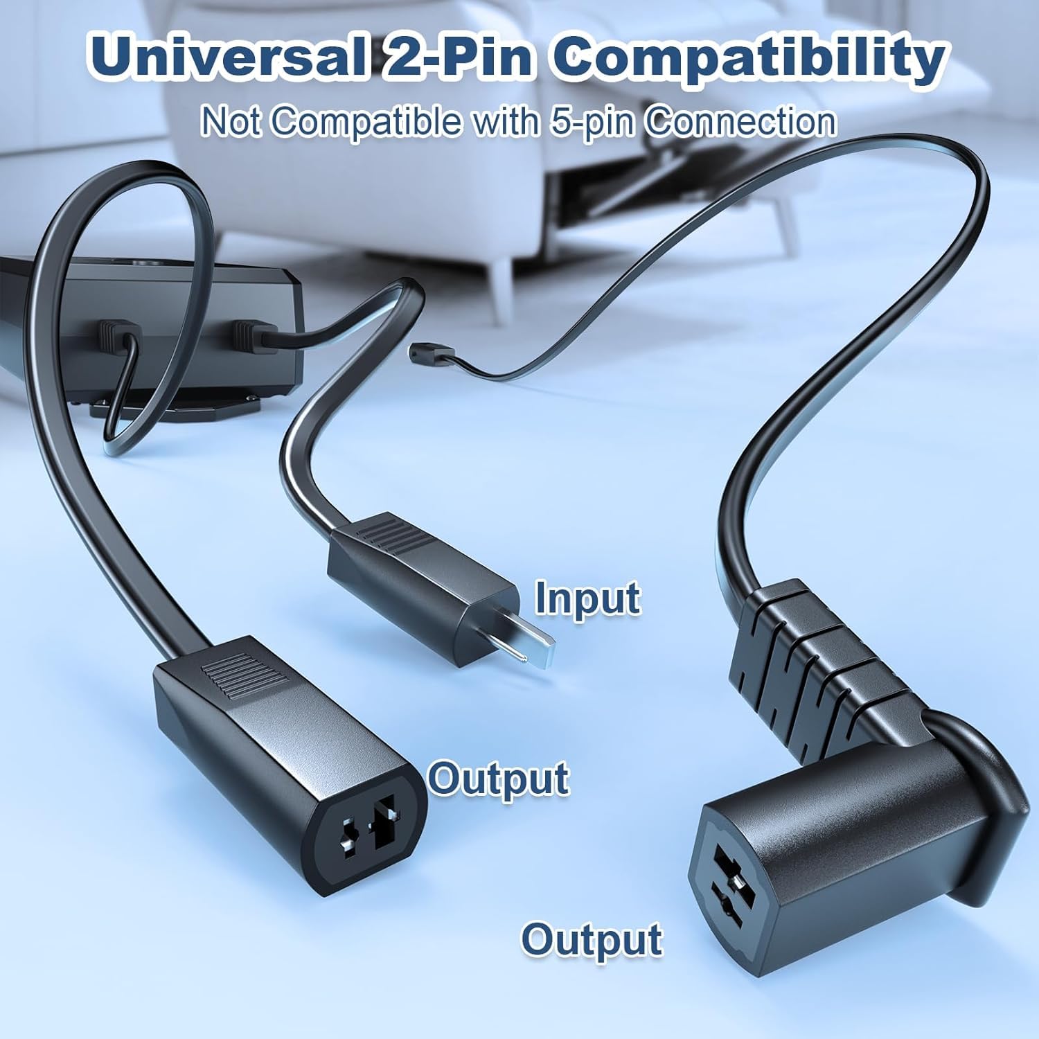 Batterie pour Meubles Inclinables, 2500mAh Rechargeable sans Fil Universel 2 Broches Affichage LED pour Meubles Inclinables/Canapé/Fauteuil élévateur avec Chargeur 29V 2A Rallonge 1M