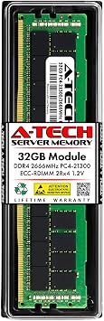 A-Tech 32GB RAM for GIGABYTE H231-G20, H261-H60, H261-Z60, MB10-DS0, MF51-ES0, MF51-ES2, MZ31-AR0, R181-Z90, R280-G2O | DDR4 2666MHz PC4-21300 ECC RDIMM 2Rx4 Registered Server Memory Upgrade