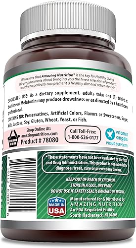 Miniatura 8 de Amazing Formulas - Suplemento de melatonina de 1 mg por porción, comprimidos, sin OMG, sin gluten, fabricado en Estados Unidos (240 unidades)