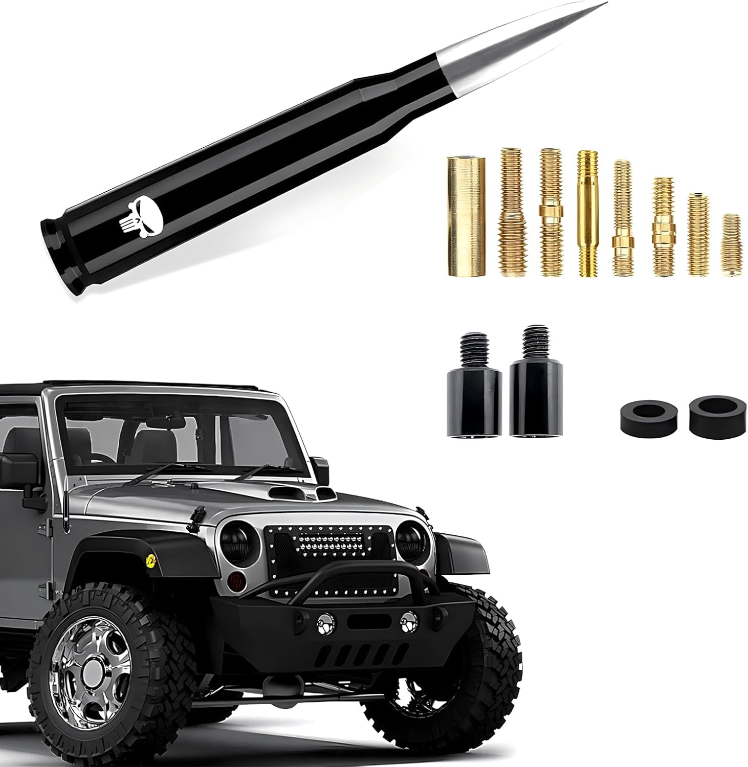Amazon.com: Nowkont 1 PC Car Bullet Antenna, 5.4" x 0.8" Skull Print ...