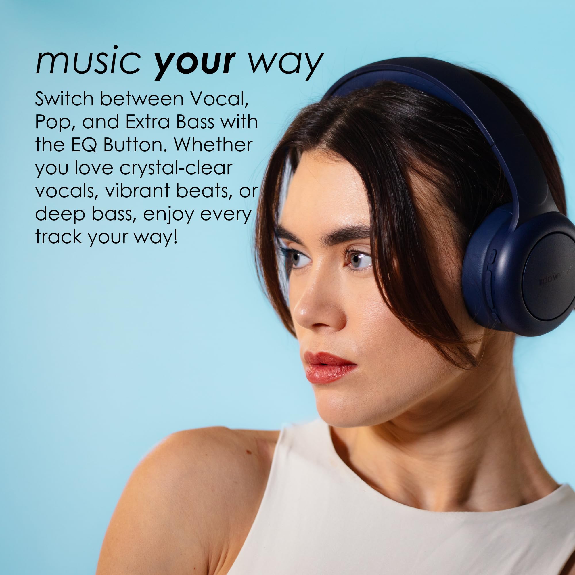 Boompods Headpods Tune Over Ear Headphones - Składane słuchawki nauszne Bluetooth, lekki bezprzewodowy zestaw słuchawkowy z wbudowanym mikrofonem, 65 godzin bezprzewodowej odtwarzania, komfort z