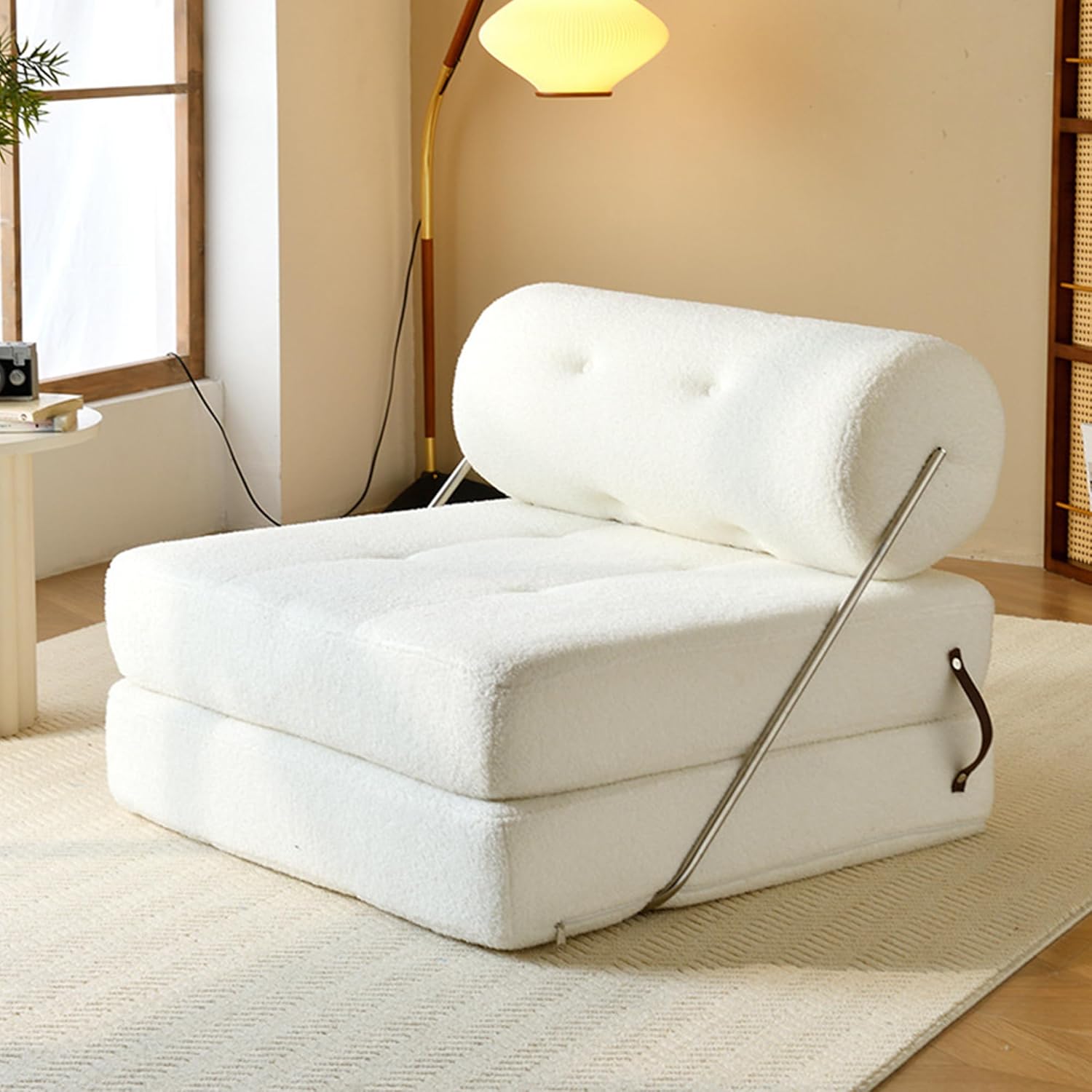 Folding Floor Chair, Lazy Floor Sofa, Foldable Sofa Bed, Can Lie Down or Sit Down Modular Sofa, Lounge Chair for Living Room, Bedroom, or Apartment Use ﻿ (White)