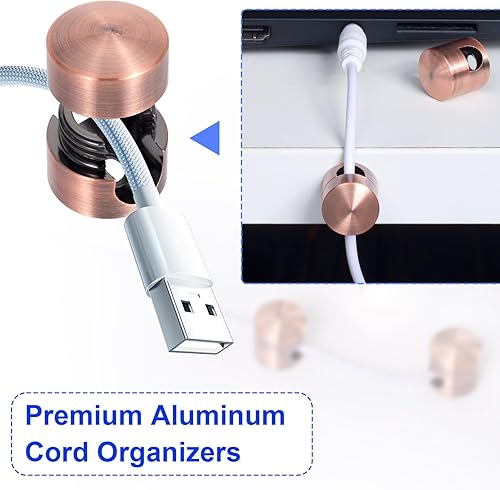Miniatura 164 de 3 juegos de soportes de cargador para cables, soportes de anclaje de cable ajustables plateados, clips de cable de metal adhesivos, organizadores de