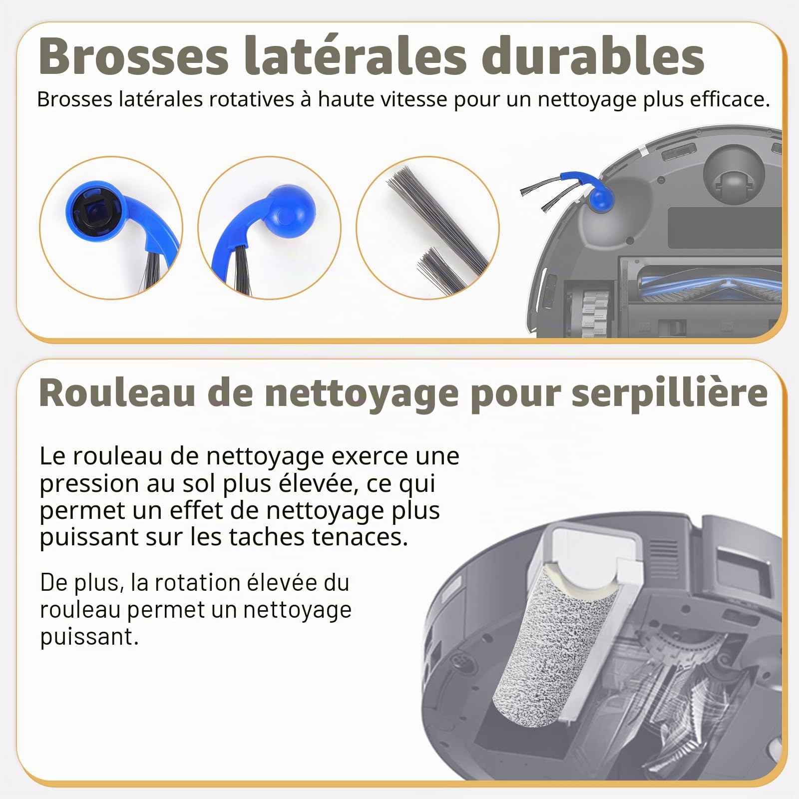 ECOVACS DEEBOT T80 OMNI Pièces de Rechange Robot Aspirateur, 1 Brosse Principale, 4 Filtres, 4 Brosses Latérales, 2 Rouleaux, 4 Sacs à Poussière