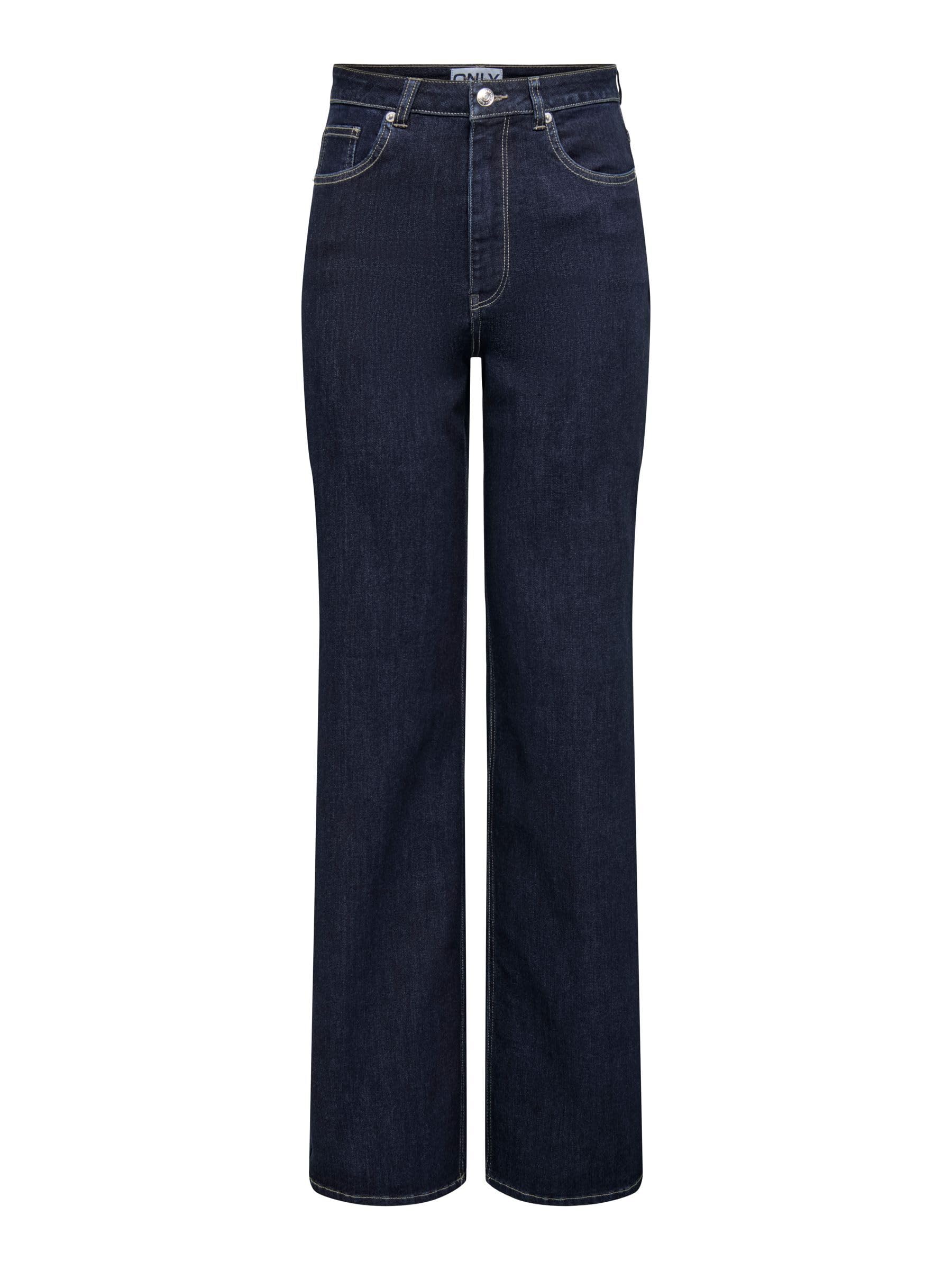 ONLY Onljuicy-Wauw Hw Wide DNM Gua334 Noos, Dark Denim Blue, L / 34L