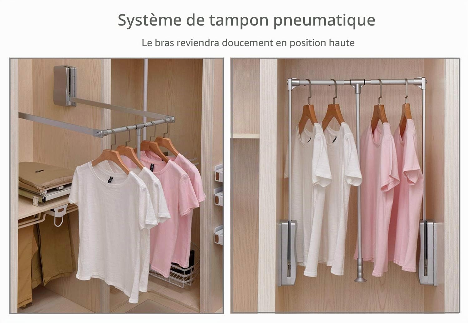 Nisorpa Portant à vêtements réglable de 890 à 1210 mm - Grand cintre extensible - Système de rangement souple - Avec tige en aluminium - Gain de place - Capacité de poids : 20 kg