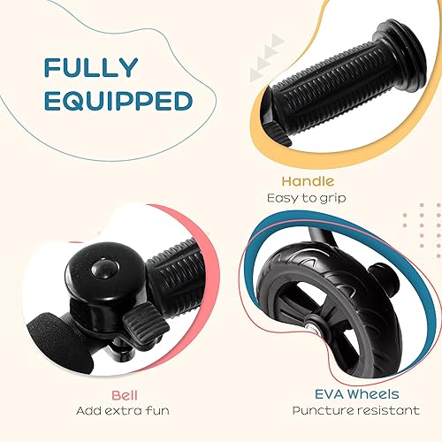 Miniatura 5 de Qaba Triciclo para niños pequeños, triciclo para niños, bicicleta de 3 ruedas para niños de 2 a 5 años, triciclo de recreación para bebés para niños