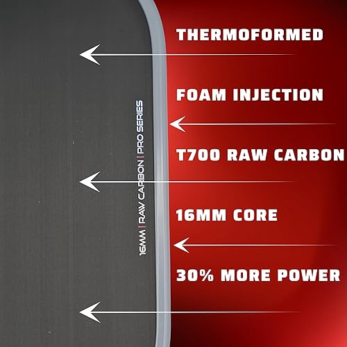 Miniatura 3 de Professor PhD Pala de Pickleball de Fibra de Carbono Premium en Bruto - Aprobada por USA Pickleball - Núcleo en Forma de Panal - Potencia y Control