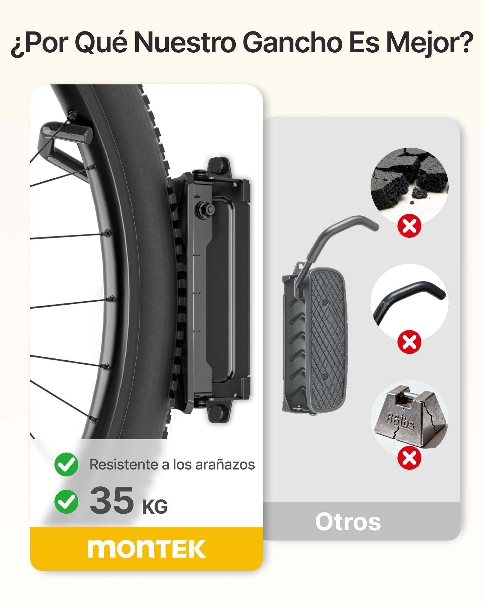 monTEK Soporte de Pared Giratorio para Bicicleta, Soporte Vertical de Pared para Bicicletas hasta 35 kg, Colgador Bicicleta Pared Plegable, Soporte de Bicicletas Ahorra Espacio para Garaje, 2 Paquete