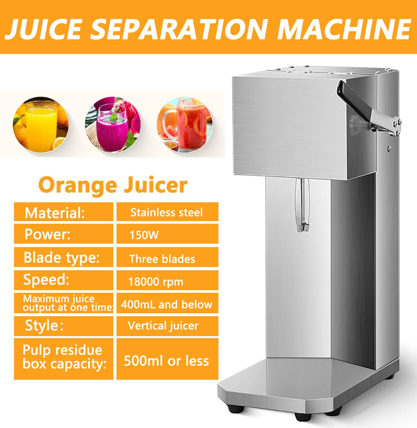 Estrattore di Succo Elettrico, Macchine per Spremitura per Frutta Intera, Estrattore di Succo Facile da Pulire per Ottenere Succhi Freschi e Nutrienti, Estrattore di Limoni