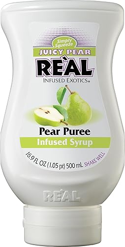 Juicy Pear Reàl - Jarabe con infusión de puré de pera, botella exprimible de 16.9 onzas líquidas