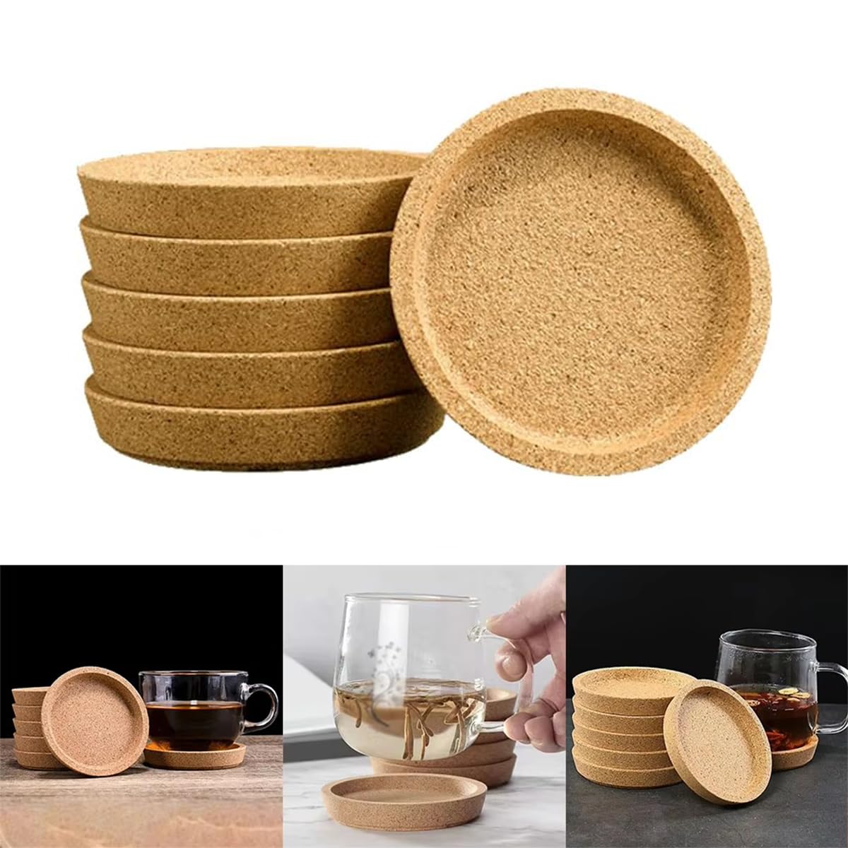 6 Sottobicchieri In Sughero Rotondi - Diametro 10.3cm | Naturali Per Casa, Bar E Ristorante | Protezione Termica - Foto 12