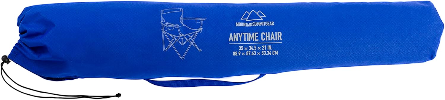MOUNTAIN SUMMIT GEAR Anytime Chair for Camping, Sports, and The Outdoors w/Carry Bag, Camping Chairs for Adults, Folding Chair for Outside, (by Caddis Sports)