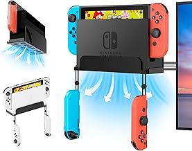 Wall Mount for Switch and Switch OLED, Metal Wall Mount Holder to Safely Store Your Switch Near or Behind TV (Black)