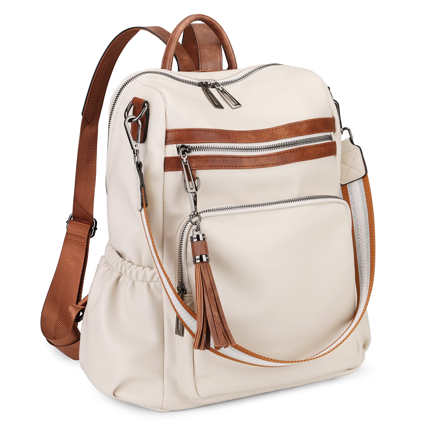 Uromee Travel Backpack Purse for Women Vegan Leather Ladies Fashion Tassel Shoulder Bag Convertible