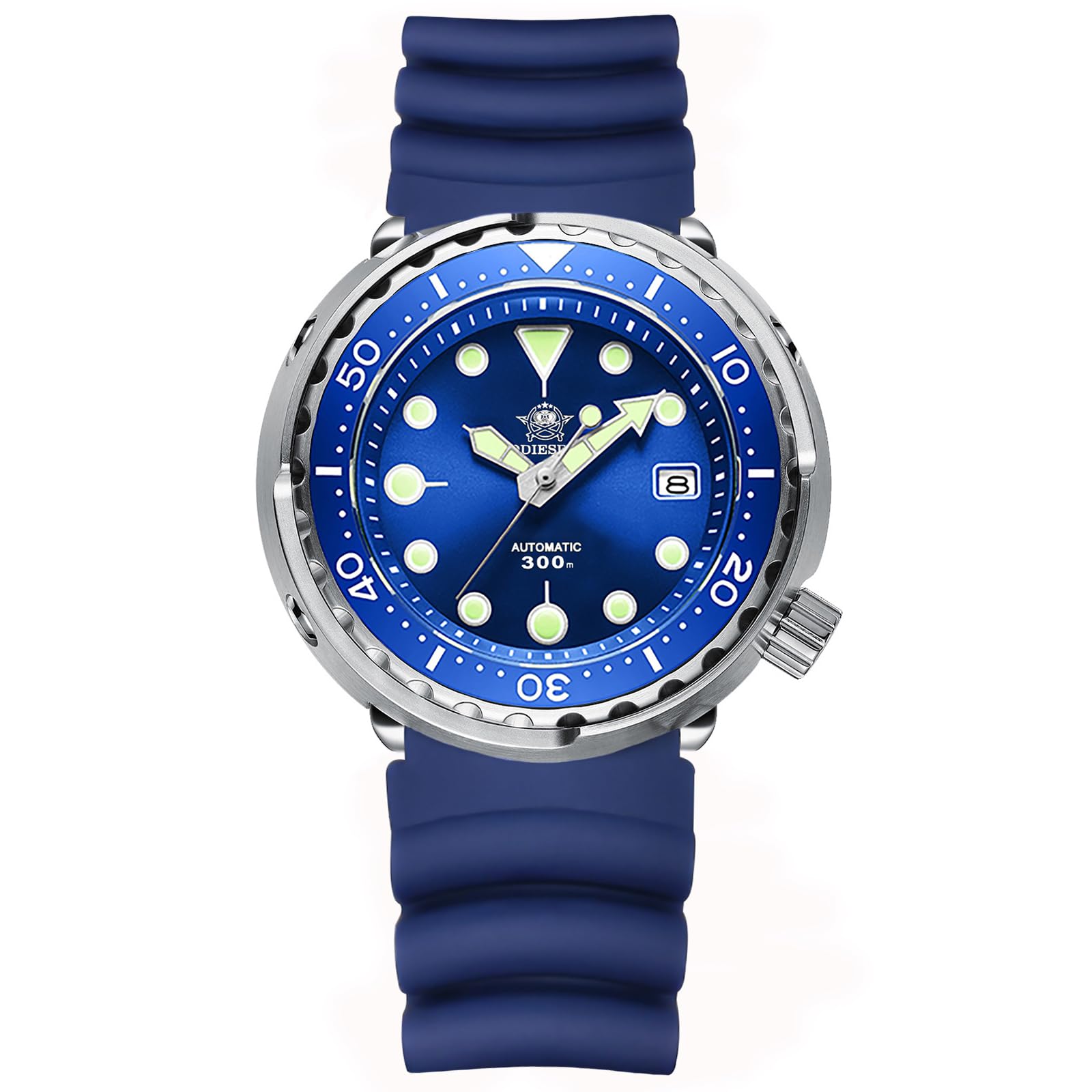 ADDIESDIVE Montre de plongée automatique pour homme NH35 étanche à 300 m de diamètre avec miroir en cristal saphir et cadran suisse lumineux de 47,5 mm, bleu, Montre de plongée, plongeur, mécanique