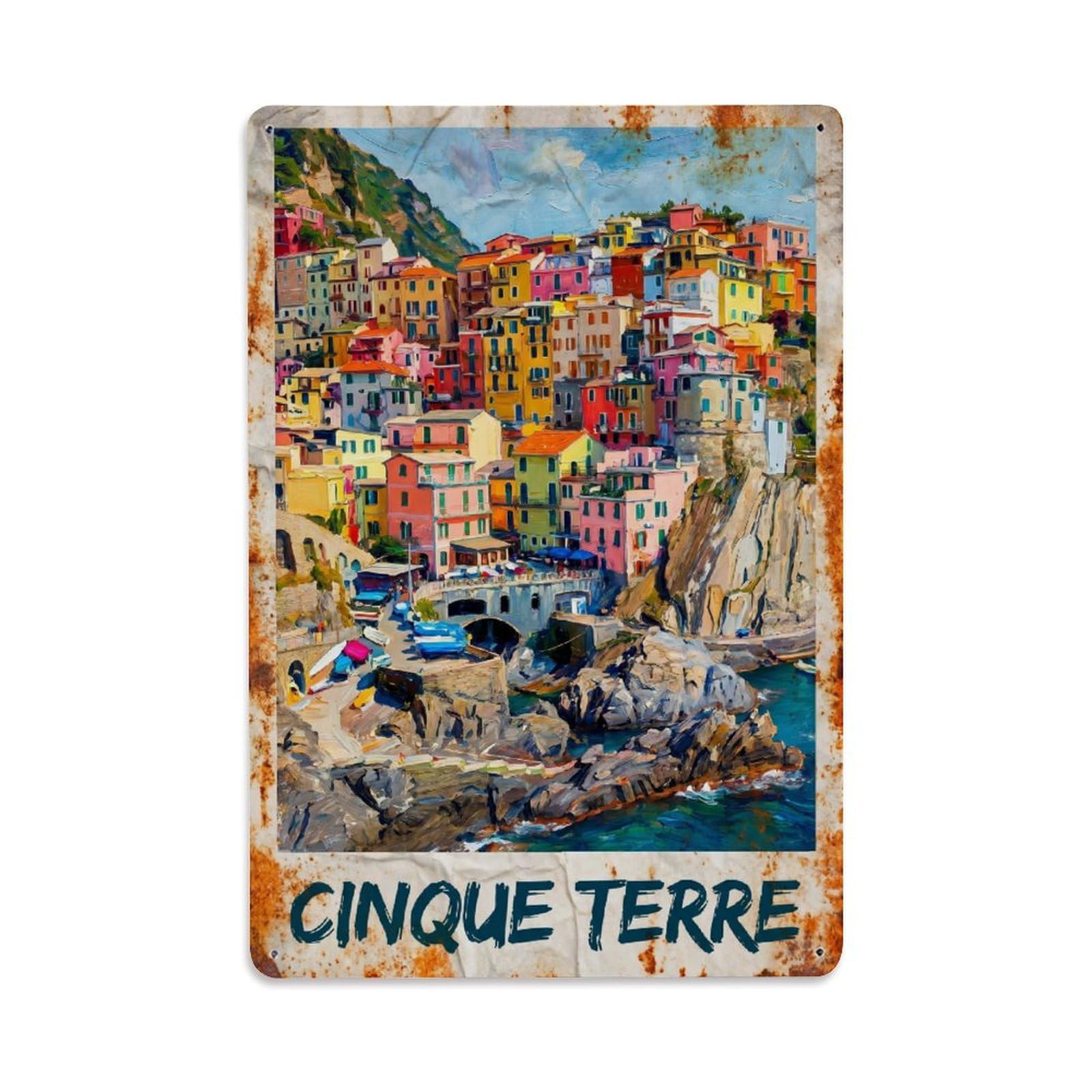 Yrnq 08X12inch Vintage Style Vintage Travel Cinque Terre Italy Spectacular Metal Tin Sign