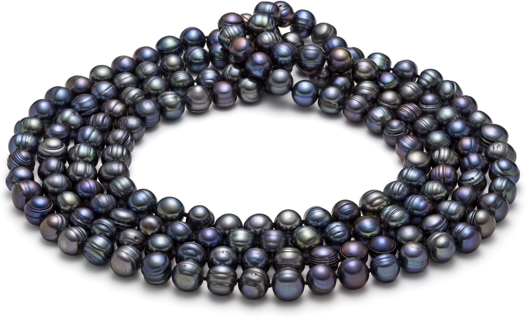 HinsonGayle Handpicked 9-11mm Multicolor Black Circle Baroque Freshwater Cultured Pearl Rope 65 inch