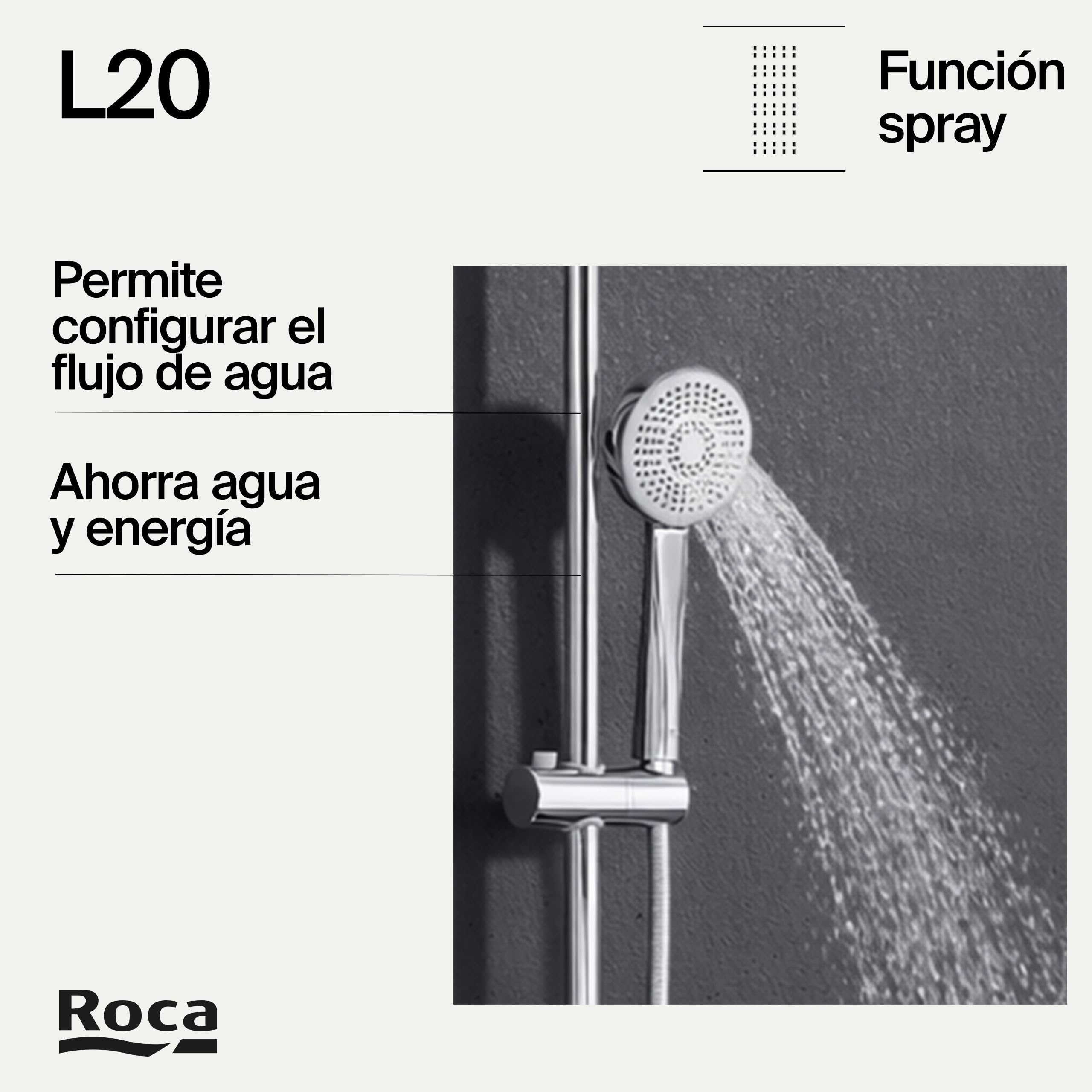 ROCA A5A9709C00 L20 Columna de Ducha Telescópica Monomando Cromo