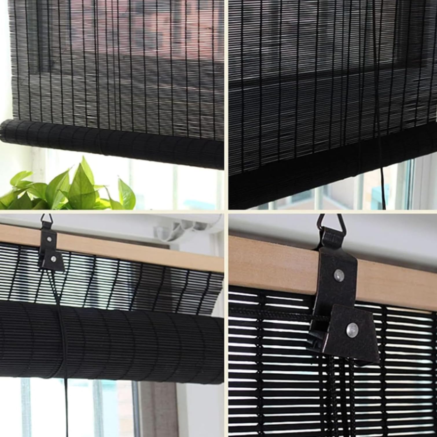 Tende a Rullo in bambù Naturale,Tapparella Bamboo Avvolgibile Cortina Oscurante da Esterno Interno,Nere Veneziana per Finestre,Personalizzate,Larghezza x Altezza (80cm x 180cm)